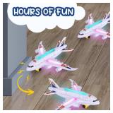 ArtCreativity Light-Up Airplane Toy with Bump & Go Action, Flashing LED Lights & Takeoff Sounds Kids Airplane Toy with Moving Wheels Fun Birthday Gift for Boys & Girls Ages 3-8