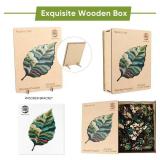 MYS AÂ·UÂ·R Wooden Puzzles for Adults, Nature Leaf Jigsaw Puzzle 200pcs, 12.2X11.5in, Unique Shape Wood Puzzles Adult, Creative Gift for Kids Family Game