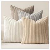 MIULEE Boho Farmhouse Throw Pillow Covers 18x18 Inch Set of 4 Neutral Tan Decorative Cushion Covers Soft Corduroy Nordic Spring Home Decor for Couch Bed Sofa Living Room
