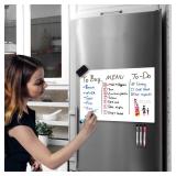 CUHIOY Magnetic Whiteboard Sheets 20\" x 12\" for Fridge, Easy to Clean Refrigerator Magnet Dry Erase White Board, Idea for Family Planner Organiser to Do List Grocery List with 4 Marker Pens & Eraser