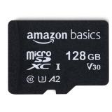Amazon Basics Micro SDXC Memory Card with Full Size Adapter, A2, U3, Read Speed up to 100 MB/s, 128 GB, Black