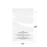 iMailer - 500 Count - 14\" x 20\" Clear Plastic Poly Bags with Suffocation Warning Self Seal 1.6 Mil for Clothing, T-Shirts, Pants - Resealable Adhesive,Not Strong