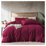 FEDALI HOME Burgundy Red Duvet Cover King Size - Extra Cozy Bedding - 160 GSM Ultra Soft Duvet Cover Set with 2 Pillow Shams - 3 Pieces - Comforter Not Included