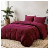 FEDALI HOME Burgundy Red Duvet Cover King Size - Extra Cozy Bedding - 160 GSM Ultra Soft Duvet Cover Set with 2 Pillow Shams - 3 Pieces - Comforter Not Included