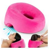 Face Down Pillow for Massage Bed BBL & Eye Surgery Recovery Headrest | Stomach Sleeping Face Pillow for Prone Sleep, Tanning & Spa | Adjustable Memory Foam Cradle with Removable Cover (Pink)