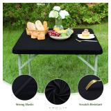 mylacerhome 2 Pack Square Fitted Tablecloth 34X34 Inch Stretch Spandex Card Table Cover Black Washable Cloth Elastic Table Topper for Indoor and Outdoor