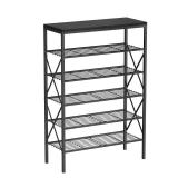 MILEFA 6 Tiers Shoe Rack, Large Capacity Shoe Rack Holds 32 Pairs of Shoes, Durable and Stable, Adjustable Metal Shelf Stackable Shoe Shelf for Entryway, Hallway, Living Room, Closet