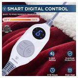 Westinghouse Heated Throw Blanket, Electric Blanket Throw with 6 Heating Levels and 2-10 Hours Time Settings, Flannel to Sherpa Super Cozy Heated Blanket Machine Washable, 50x60 inch, Red