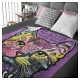 Dawhud Direct Dean Russo 9 Lives Cat Plush Blanket - 50x60-Inch Soft Fleece Throw Blanket for Bed, Couch, or Travel - Cozy Cat Blanket for Women, Men, and Kids - Thoughtful Gifts for Cat Lovers