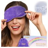 BeHoomi Heated Eye Mask Warm Compress for Eyes, Soothing Weighted Eye Mask for Sleeping, Microwave Moist Heating Pad Hot Compress for Eyes Relaxation, Reusable Sleep Mask for Home, Office (Purple)