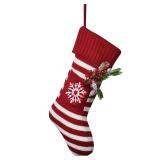 Anshome Large Christmas Stockings, Knitted Xmas Stockings Fireplace Hanging Xmas Stockings Decoration Red Stripe Snowflake Knitted Hanging Stockings Ornaments for Family Holiday Season Decor