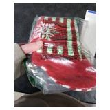 Anshome Large Christmas Stockings, Knitted Xmas Stockings Fireplace Hanging Xmas Stockings Decoration Red Stripe Snowflake Knitted Hanging Stockings Ornaments for Family Holiday Season Decor