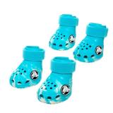 BarkBox Aqua Crocs Dog Shoes Set of 4 Glow-in-The-Dark Dog Booties with EVA Foam, Adjustable Strap & Non-Slip Sole Comfortable Paw Protection for Medium Breeds (26-50 lbs)