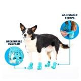 BarkBox Aqua Crocs Dog Shoes Set of 4 Glow-in-The-Dark Dog Booties with EVA Foam, Adjustable Strap & Non-Slip Sole Comfortable Paw Protection for Medium Breeds (26-50 lbs)