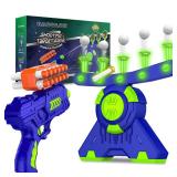 BAODLON Shooting Games Toy for Age 5, 6, 7, 8, 9, 10+ Years Old Kids, Boys - Glow in The Dark Floating Ball Target with Foam Dart Toy Gun, 10 Balls/5 Targets - Ideal Gift