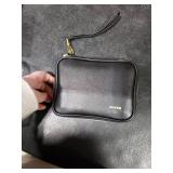 Auvon Black Leather Wristlet Pouch for meds
