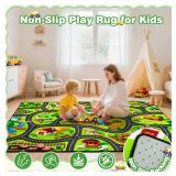 Kids Farm Play Rug, 3x5 Ft Happy Farm Activity Playmat, Extra Thick (0.4in) - Non-Slip Car Rugs for Kids