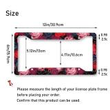HUIXIA Red Rose License Plate Frame, Flower License Plate Frames for Women Men, Funny Floral Aluminum Vintage Front License Plate Holder Cover Car Tag Decor with 4 Holes (SYC-49)