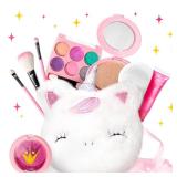 ULOVEME Kids Washable Makeup Kit for Girls 4-6 with Small Coin Purse(5.5x5.25in) - Real, Non Toxic Make Up Toy Gift- Umicorn Gift Set (White Umicorn v2)