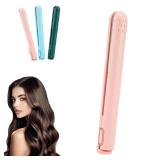Dualglam Mini Dual-Purpose Curling Iron, Dual Glam Curling Wand & Flat Iron Hair Straightener for All Hair Types (Pink)