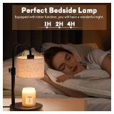 FINCMY Candle Warmer Lamp with Timer, Dimmable Candle Wax Warmer Candle Lamp Warmer with 2 Bulbs, House Warming Gifts Christmas Gifts for Women Bedroom Home Decor (Linen-Upgraded)