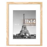 upsimples 11x14 Picture Frame, Display Pictures 8x10 with Mat or 11x14 Without Mat, Wall Hanging Photo Frame, Natural, 1 Pack