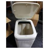 rejomiik Small Bathroom Trash Can with Lid Slim Soft Close Garbage Can Step Wastebasket Container Trash Bin for Office Bedroom Kitchen Living Room (1.9 Gallon Cream)