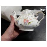 Agyiuns Flower Ceramic Teapot,22oz Porcelain Tea pot for Tea Coffee Milk for Office Home Men Women as Gift(White and small flowers)