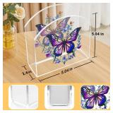 Butterfly Decor Napkin Holder for Table, 2 Pack 5x5 Spring Paper Holder for Kitchen, Party, Dining Restaurant, Bar Summer Rustic Cocktail Paper Napkin Dispenser for Table Decoration Gift