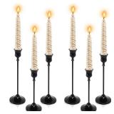 6pcs Black Candle Holder, Black Candlestick Holders Taper Candle Holders for Pillar Candles Sticks Holder Decor Halloween Christmas Decorations Candle Stick Holder Candelabros para Centros de Mesa