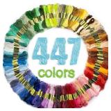 Maxee Embroidery Thread, 447 Colors Per Pack Embroidery Floss,8m Cross Stitch Threads,Friendship Bracelets Floss, Crafts Floss Rainbow Color with Free Embroidery Needles, Floss Bobbins