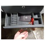 ROTHWELL 4 Slot Leather Watch Box with Valet Drawer - Luxury Case Display Jewelry Organizer, Locking Display Case Holder with Real Glass Top - Watch Box Organizer for Men & Women (Carbon)