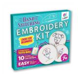 CraftLab Embroidery Sewing Kit for Beginners, Kids Craft Kit Gift for Girls Boys Ages 8-12, 10 Projects, Embroidery Hoops, Fabric, Patterns, Floss, Needles, Needlepoint Cross Stitching Supplies
