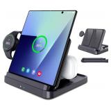 voppton for Samsung Galaxy Z Fold 7 6 5 4 Wireless Charger Station, Foldable 3 in 1 Wireless Charging Stand for Z Flip7 S25 Ultra/Galaxy Watch/Galaxy Buds, Charger Stand Dock for Travel