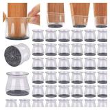 BUMACO 40Pcs Chair Leg Floor Protectors Chair Leg Protectors for Hardwood Floors Silicone Pads Covers to Protect Floors Universal L Clear Fit (1-5/16~2)