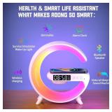 XCDIFA Mini LED Table Lamp with 4-in-1 Wireless Charger, Night Light, Sunrise Alarm Clock, Bluetooth Speaker, Smart Atmosphere Table Lamp for Bedroom, Office, Home Decor (Black)