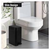 rejomiik Small Bathroom Trash Can with Lid Slim Soft Close Garbage Can Step Wastebasket Container Trash Bin for Office Bedroom Kitchen Living Room (1.9 Gallon Black)