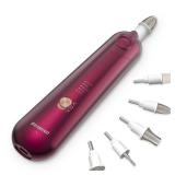 Professional Manicure Pedicure Set - Cordless Electric Foot Nail Care Trimmer Buffer Tools - 5 Speeds, Rechargeable, Thick Nails (Red)