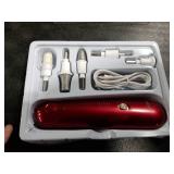Professional Manicure Pedicure Set - Cordless Electric Foot Nail Care Trimmer Buffer Tools - 5 Speeds, Rechargeable, Thick Nails (Red)