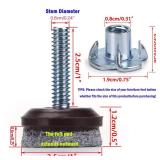 Sumnacon Adjustable Felt Pads Furniture Levelers for Table, Chair, Furniture Legs, 8 Pcs Heavy Duty High Density Felt Floor Protector with Metal T-Nuts - Adjustable Height 0.5 to 1