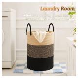 Artfeel Laundry Basket,Woven Cotton Rope Laundry Hamper,40L for Decorative Storage of Dirty Clothes,Toys and Blankets in Bathroom,Bedroom and Living Room