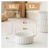 Gacoree 12 oz Ramekins Oven Safe, French Onion Soup Bowls with Handles, Small Baking Dishes Mini Casseroles Dish, Set of 4