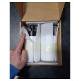 Foaming Soap Dispenser Set, 12 Oz Glass Hand Soap Dispenser with 304 Rust Proof Stainless Steel Pump, Waterproof Labels, for Bathroom Decor Kitchen College Dorm, White Black Pump 2 Pack