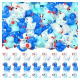 Realspring 100 Mini Resin Ducks Tiny Duck Figurines Bulk Cute Figures Mini Duck for Winter Miniature Landscape Garden Accessories Desktop Layered Tray Ornament Birthday Party Decor
