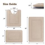 YIHOUSE Memory Foam Bath Mat Set, Bathroom Rugs Sets 3 Pieces, Non Slip Bath Mats for Bathroom, Super Soft and Water Absorbent Bath Rug Set, Machine Washable U Shape Toilet Rug,Beige