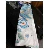 Horaldaily Christmas Tablecloth 70x70 Inch Round, Blue Snowman Pine Snow Washable Table Cover for Party Picnic Dinner Decor