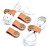 CAILLU Cord Organizer,Cord Keeper,Cable Organizer USB Holder,Cable Straps,Earbud case,wrap Headphone,Headset Winder,Earphone Clips Ties,stocking stuffers for men Gifts Leather