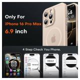 TOCOL Magnetic for 16 Pro Max Case, Upgraded Full Camera Protection, Compatible with Magsafe, 16FT Drop Protection, Translucent Matte Back Bumper Phone Cover for 16 ProMax 6.9-Inch Desert