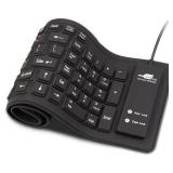 sungwoo Foldable Silicone Keyboard USB Wired Waterproof Rollup Keyboard for PC Notebook Laptop (All Black)