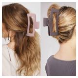 Ahoney Extra Large Hair Clips for Thick Long Hair - XL Oversized Giant Matte Banana Jumbo Jaw Clips, Strong Hold Hair Accessories for Women (Neutral)